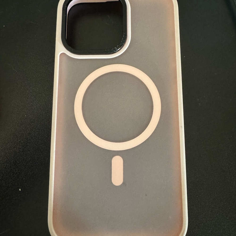 Pink and Gray Smartphone Case with Raised Edges and Circular Design
